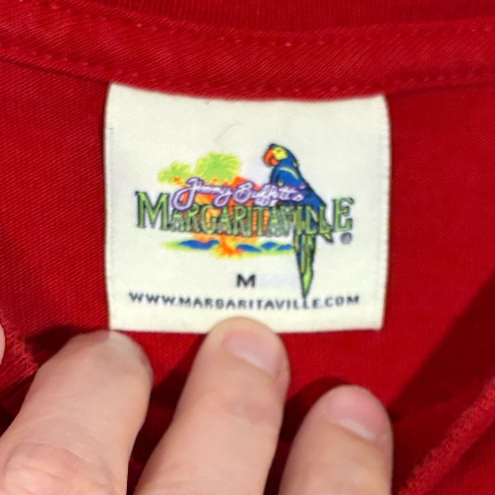 2002 Margaritaville Myrtle Beach Front & Back Graphic Tee Y2K Vintage Red Mens M - Picture 5 of 11